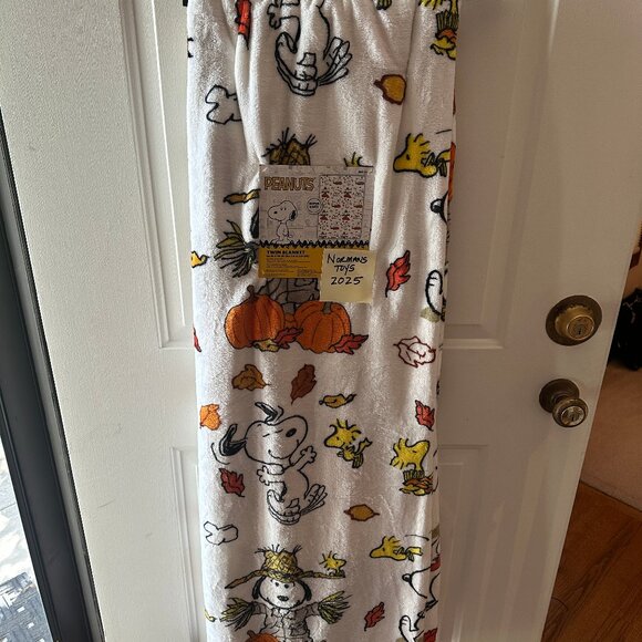Peanuts Snoopy & Woodstock Fall Pumpkin Pilgrim Thanksgiving Pie Blanket2025 NWT - Picture 4 of 4